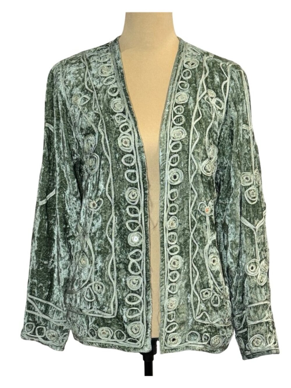 Boho Vintage Boho Embellished Velvet Jacket M Embroidered Gipsy Whimsigoth